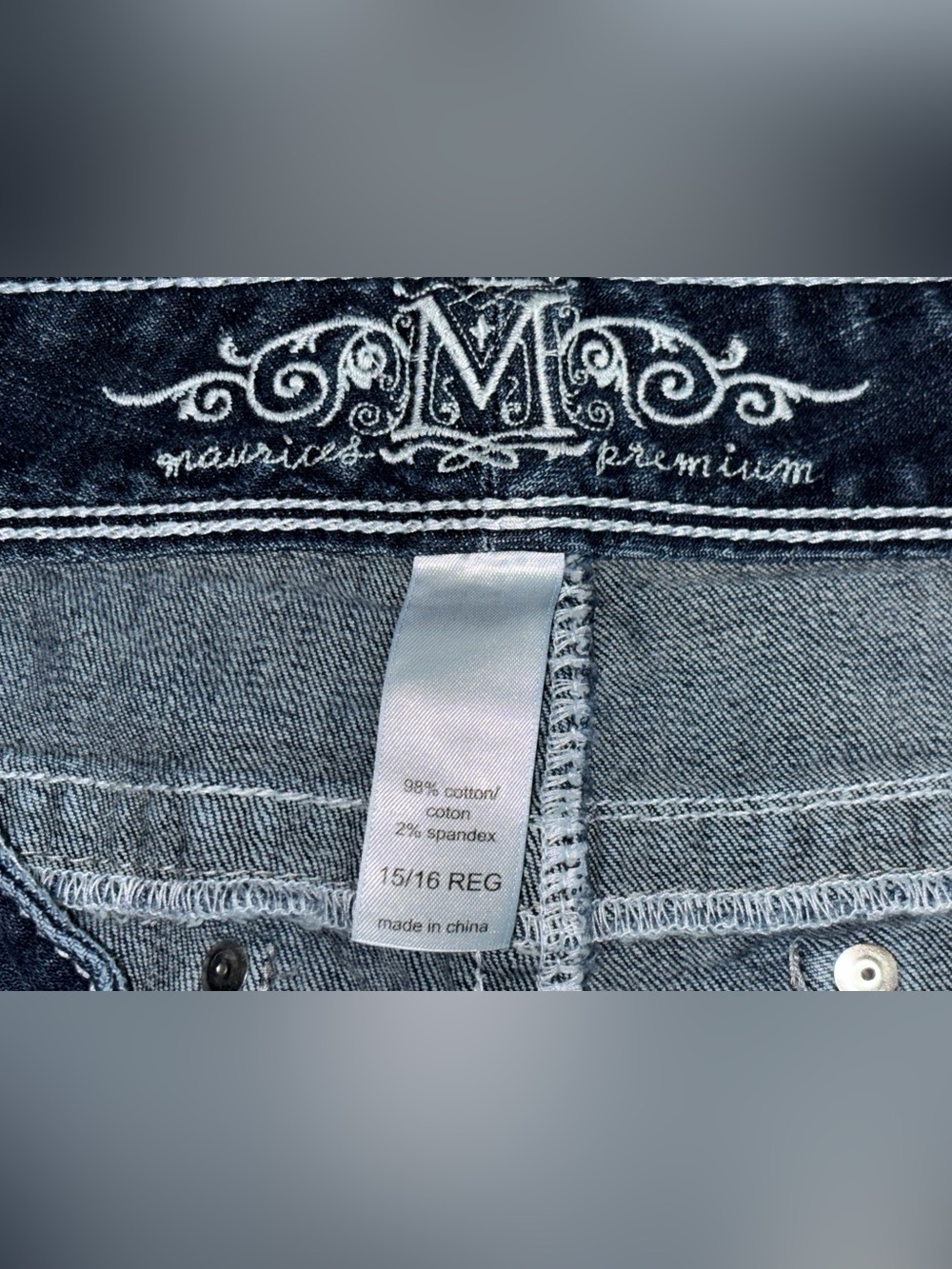 Maurices Premium Denim Bootcut Jeans Juniors Size 15/16 Embroidered Stitching - Picture 12 of 16